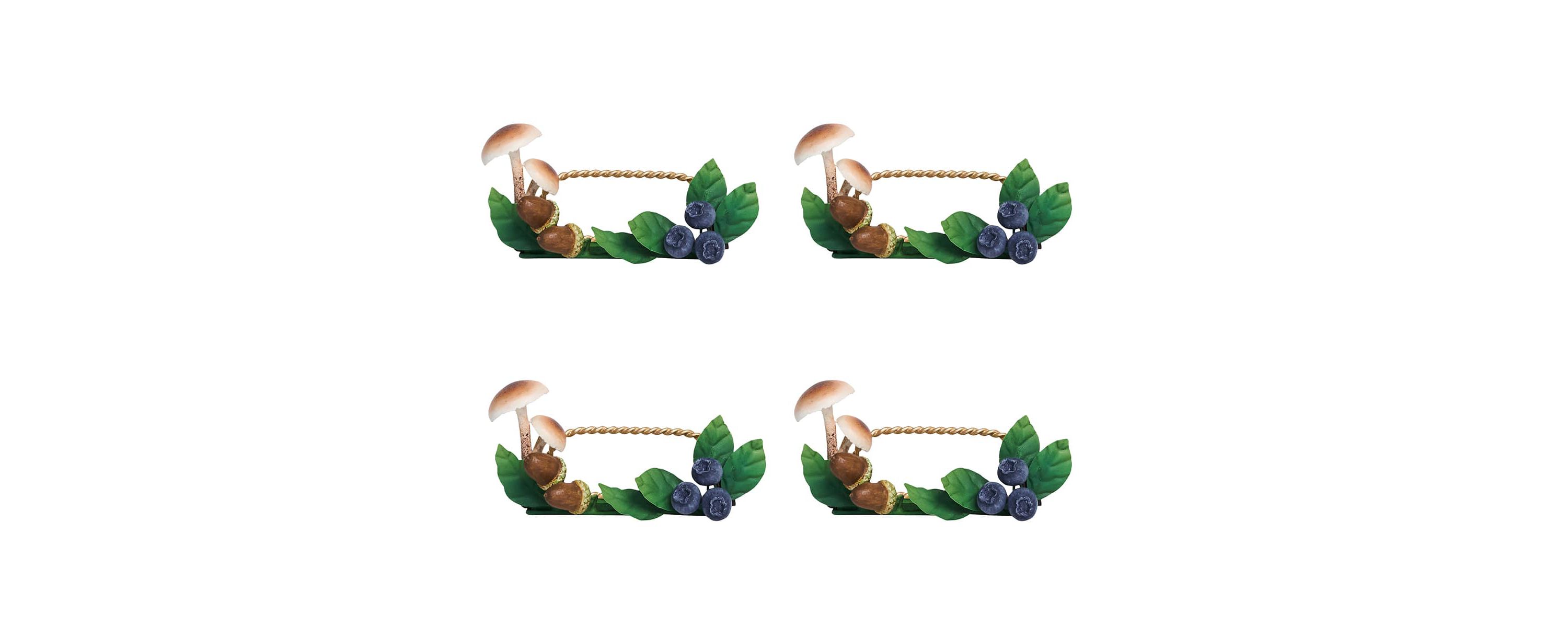 Forest Walk Mushroom & Acorn Place Card Holder Set/4 - Multi