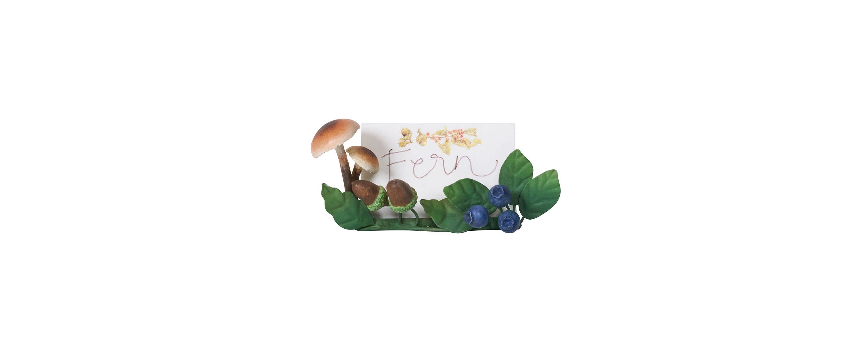 Forest Walk Mushroom & Acorn Place Card Holder Set/4 - Multi