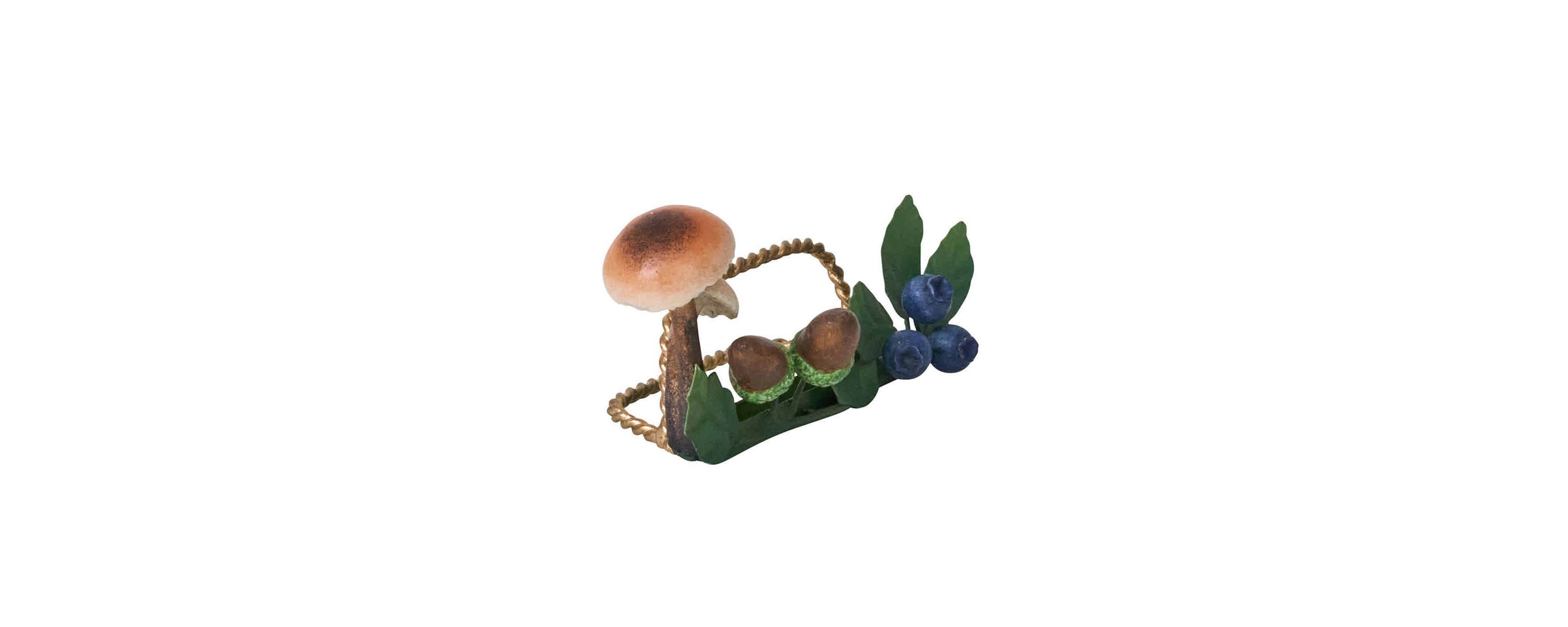 Forest Walk Mushroom & Acorn Place Card Holder Set/4 - Multi