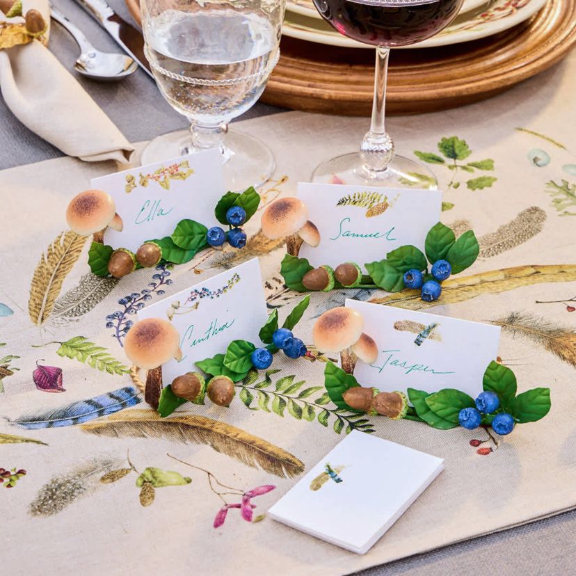 Forest Walk Mushroom & Acorn Place Card Holder Set/4 - Multi