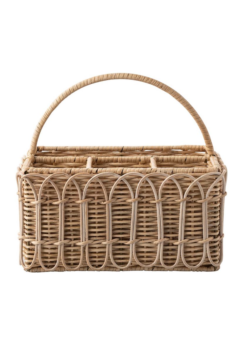 Provence Rattan Silverware Caddy - Whitewash