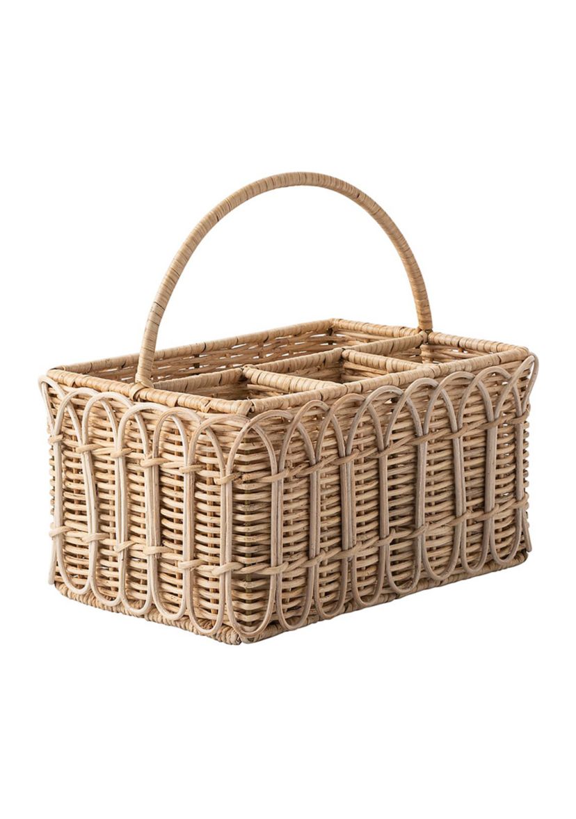 Provence Rattan Silverware Caddy - Whitewash