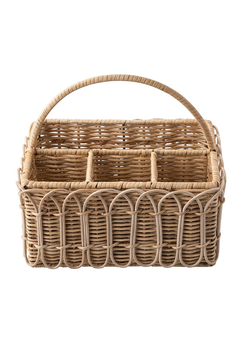 Provence Rattan Silverware Caddy - Whitewash