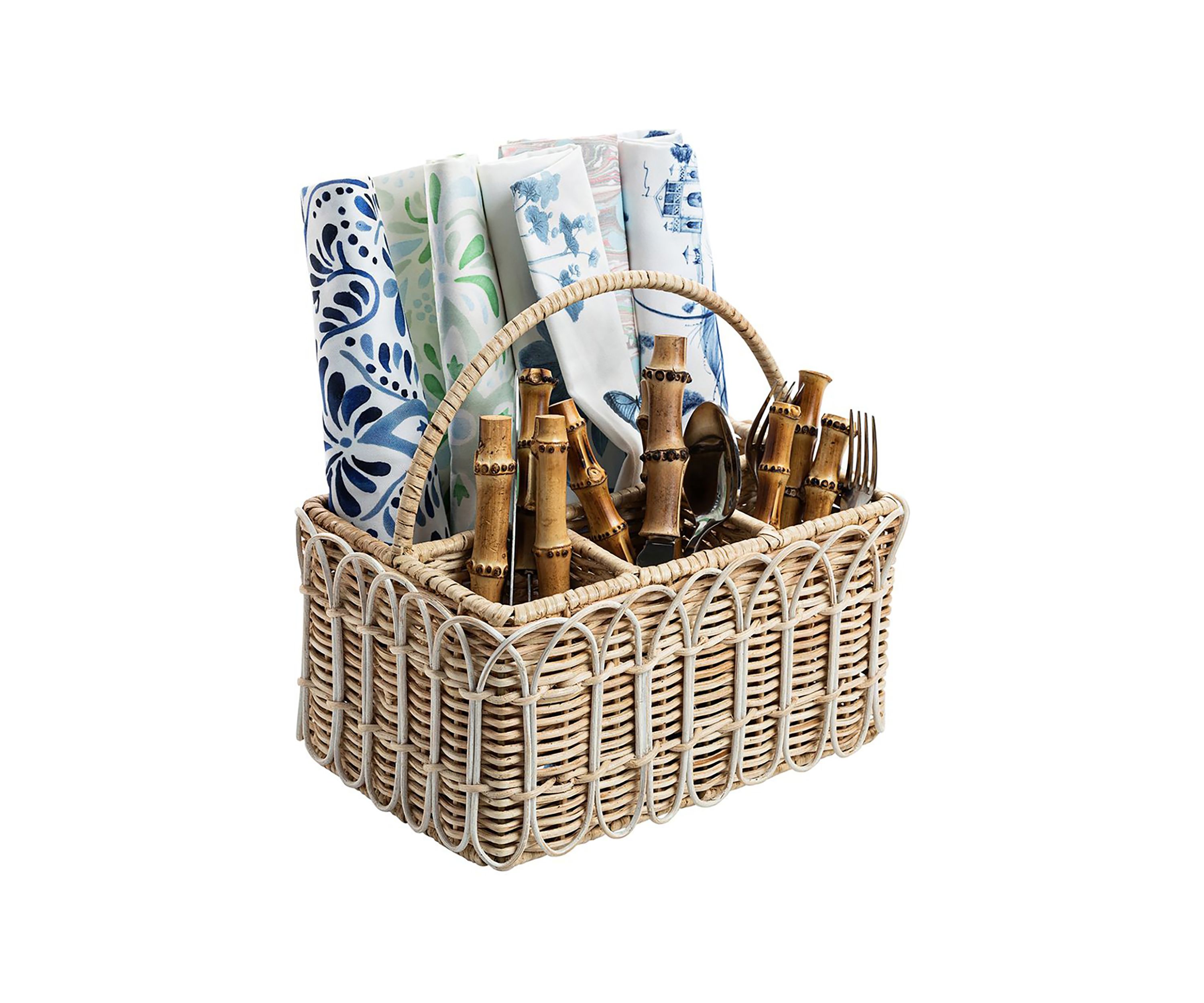 Provence Rattan Silverware Caddy - Whitewash
