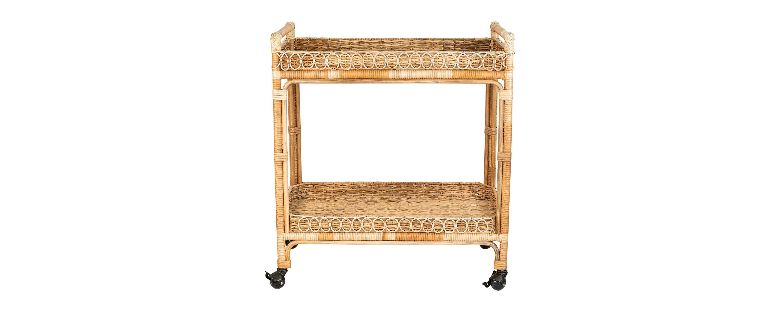 Provence Rattan Bar Cart - Whitewash