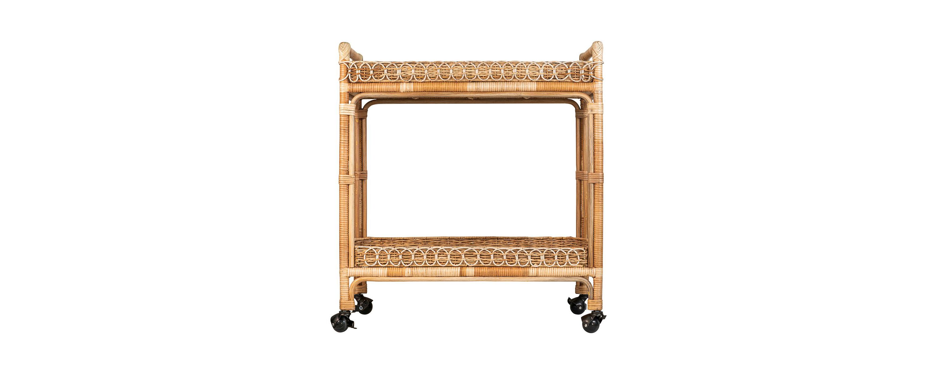 Provence Rattan Bar Cart - Whitewash
