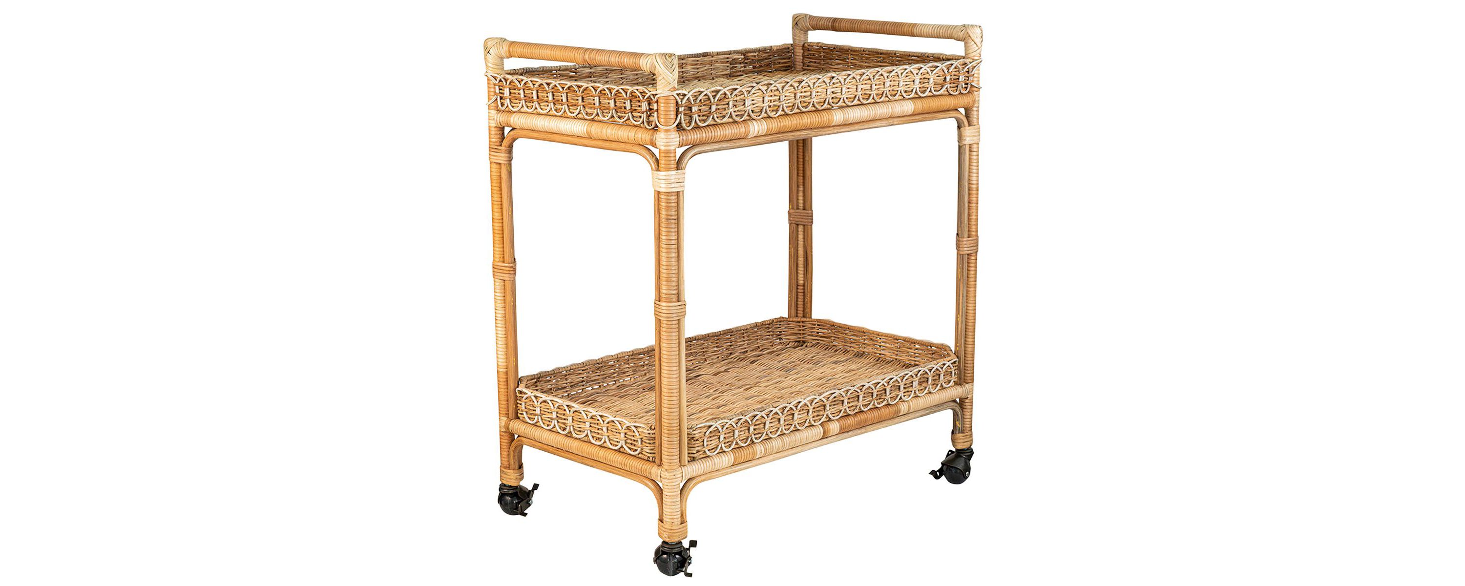 Provence Rattan Bar Cart - Whitewash
