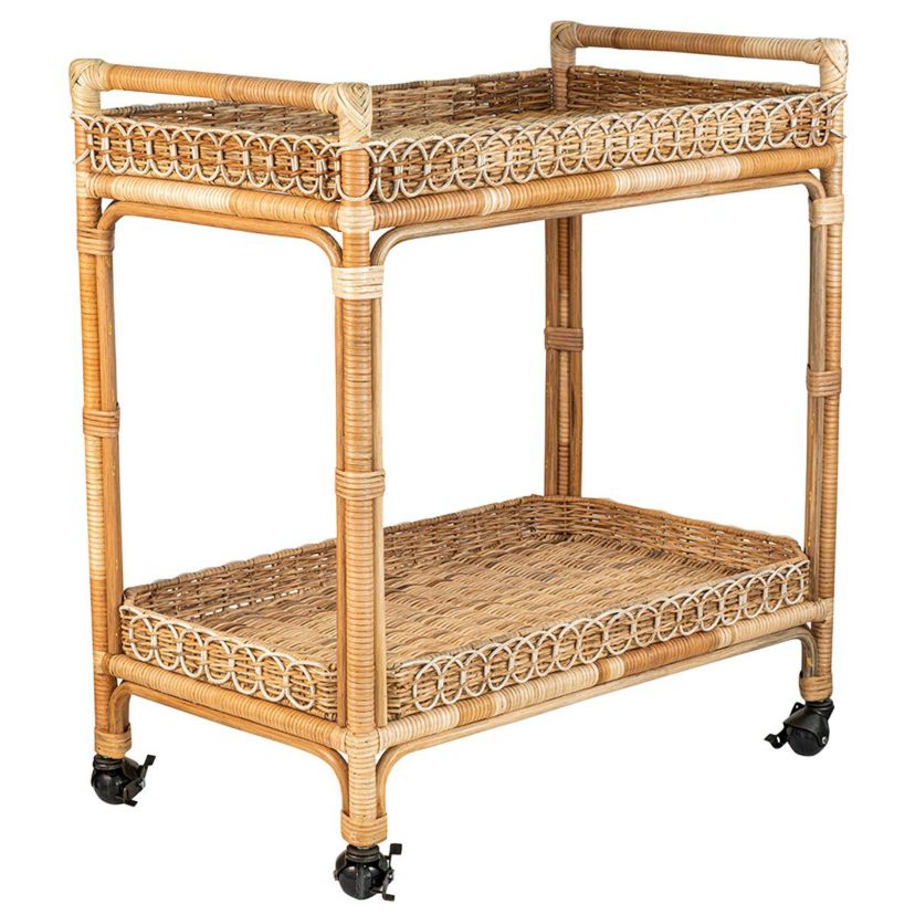 Provence Rattan Bar Cart - Whitewash