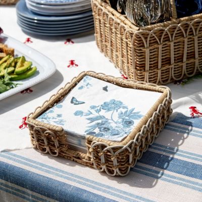 Provence Rattan Whitewash Luncheon Napkin Holder