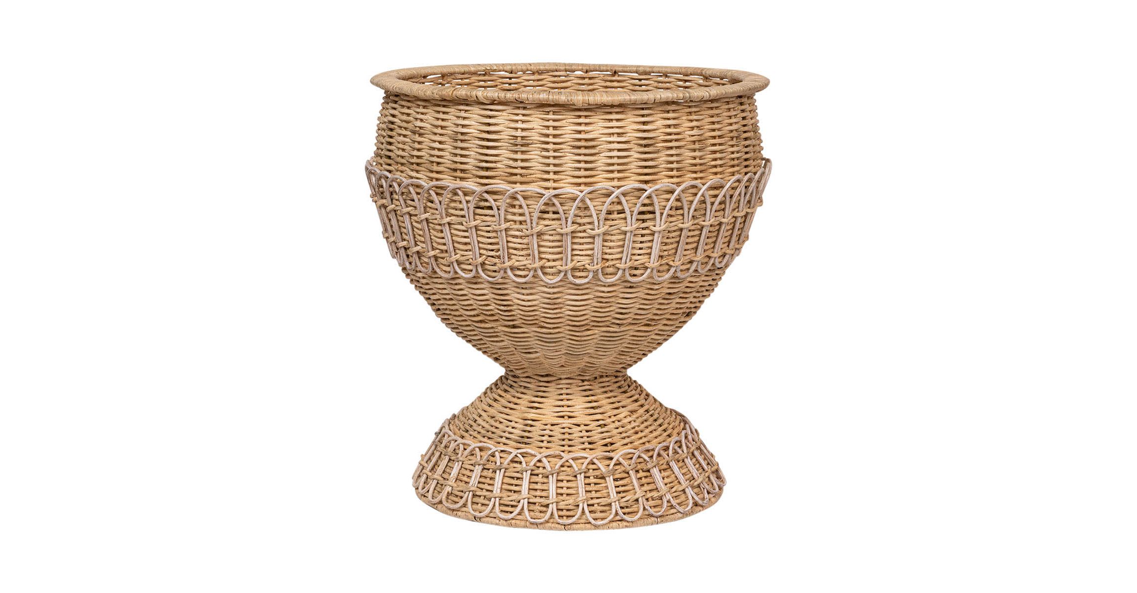 Provence Rattan Medium Urn - Whitewash