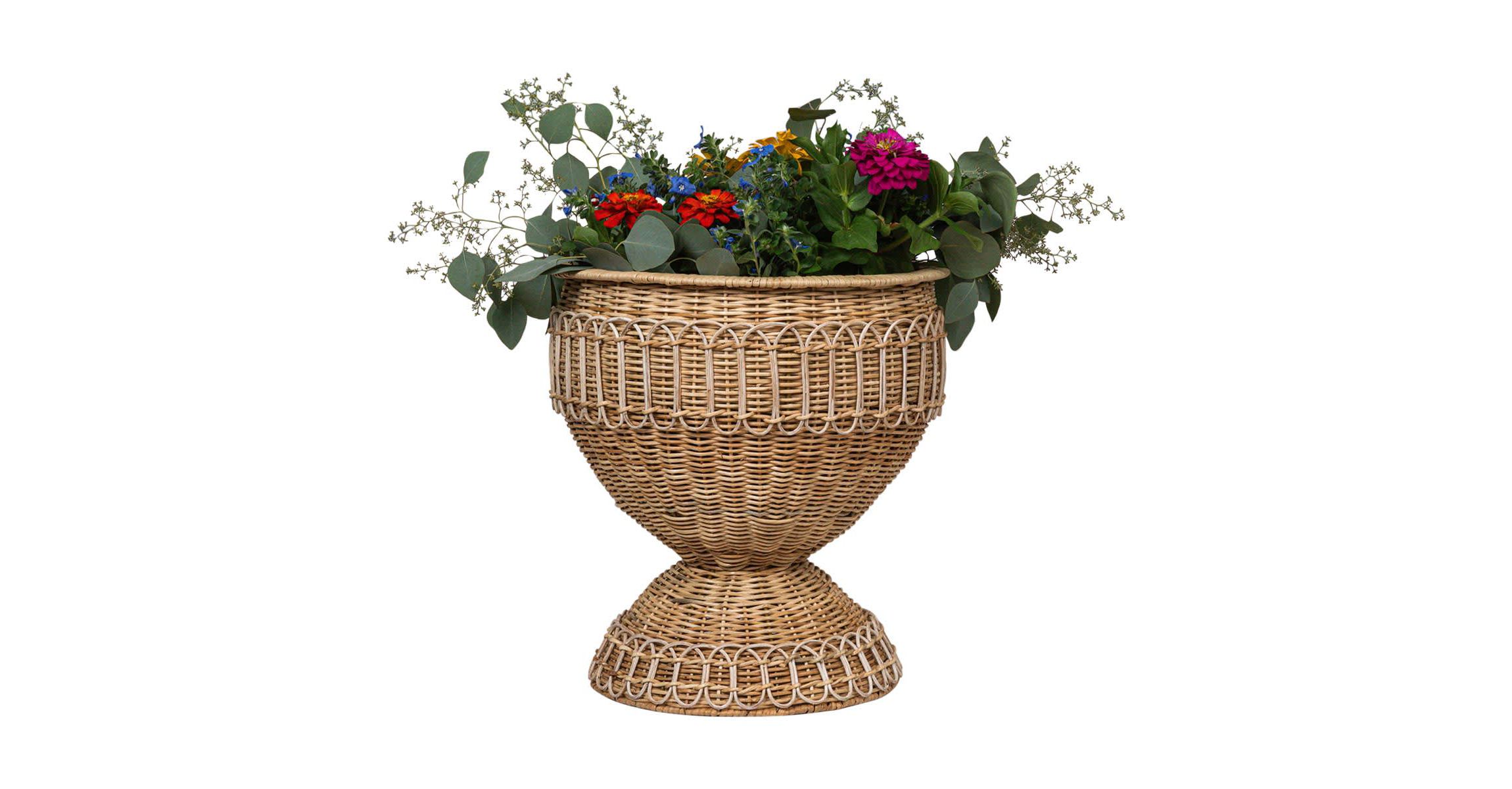 Provence Rattan Medium Urn - Whitewash