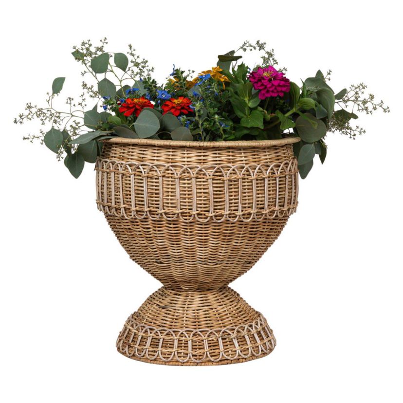 Provence Rattan Medium Urn - Whitewash