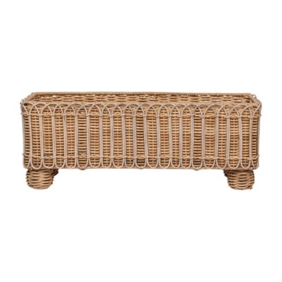 Provence Rattan Rectangular Planter - Whitewash