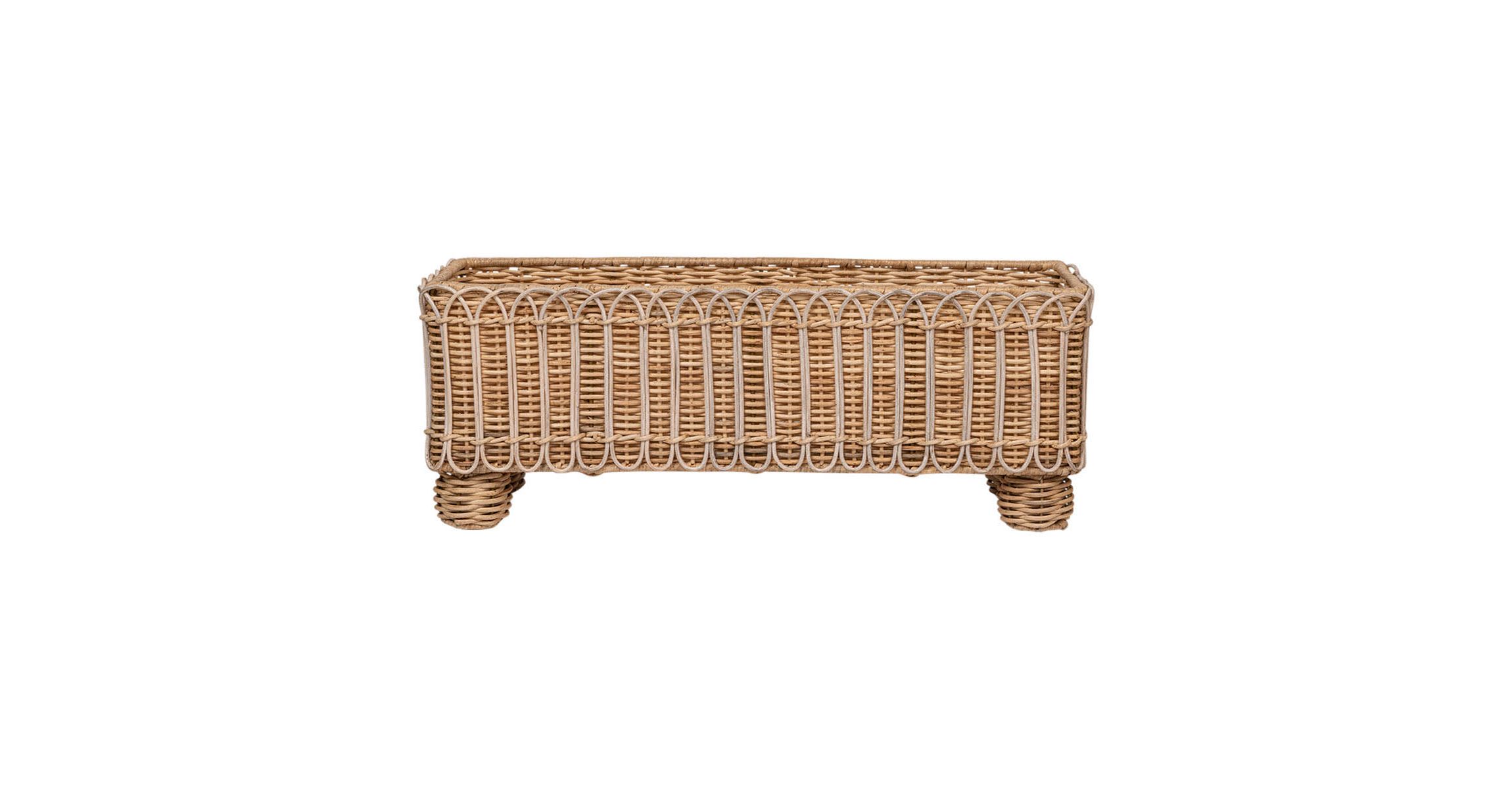 Provence Rattan Rectangular Planter - Whitewash