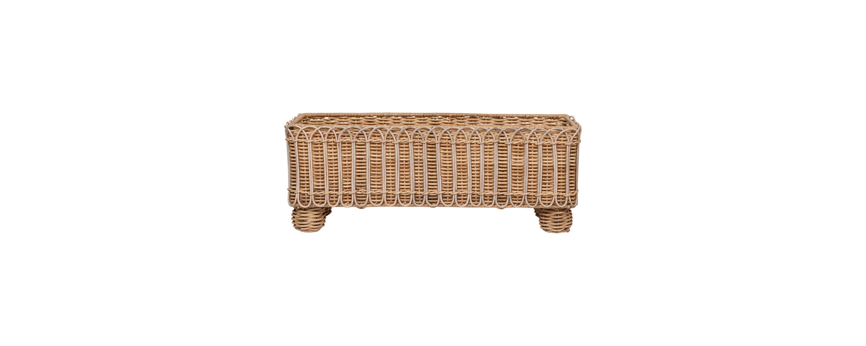 Provence Rattan Rectangular Planter - Whitewash