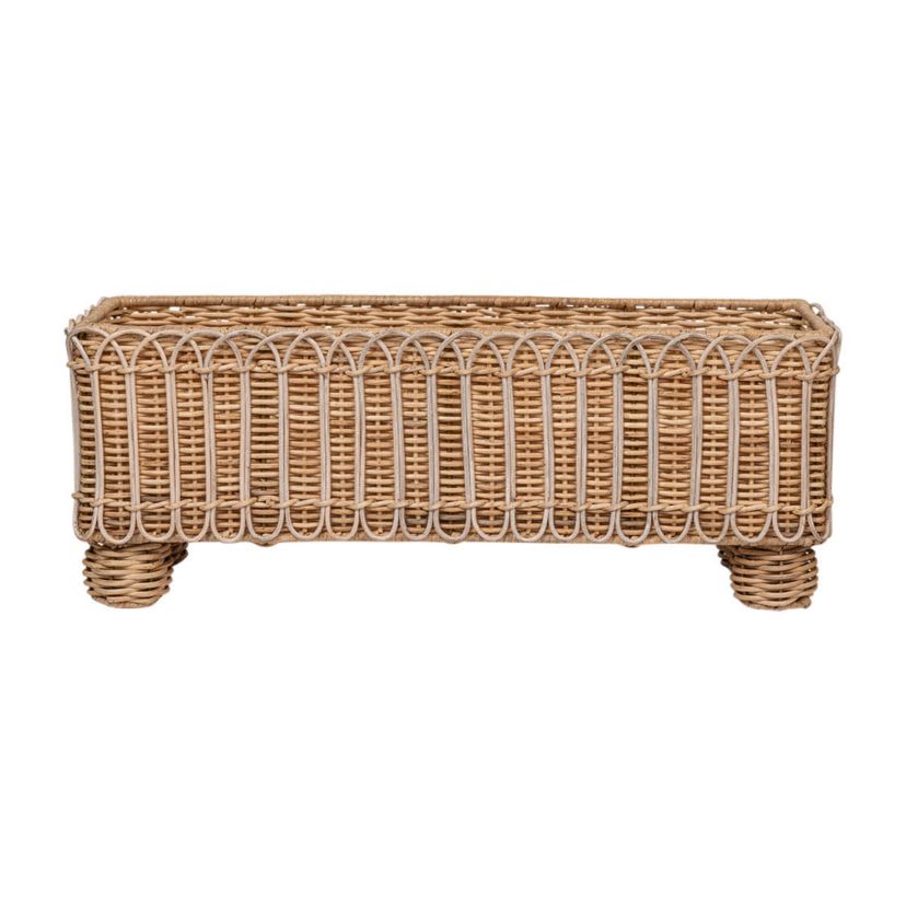 Provence Rattan Rectangular Planter - Whitewash