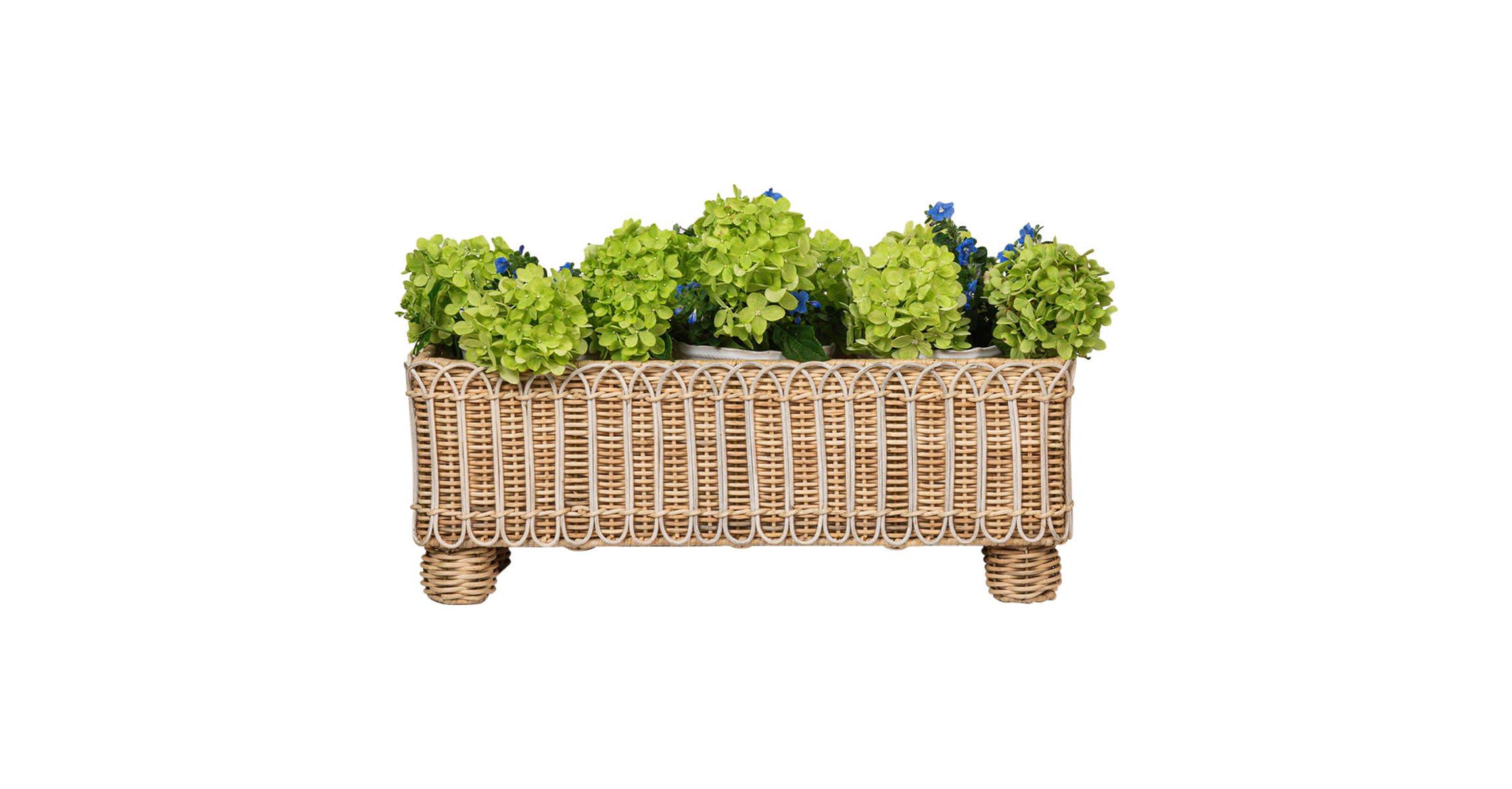 Provence Rattan Rectangular Planter - Whitewash