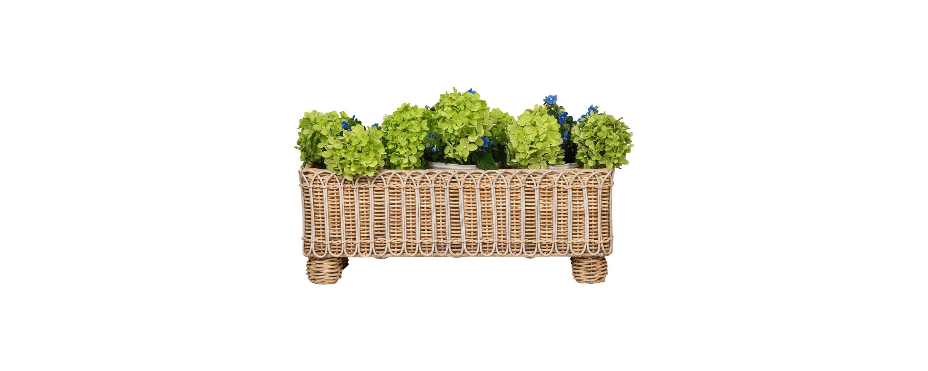 Provence Rattan Rectangular Planter - Whitewash