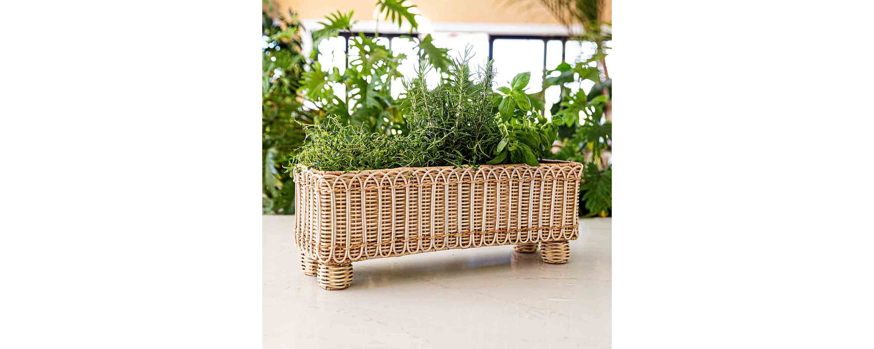 Provence Rattan Rectangular Planter - Whitewash