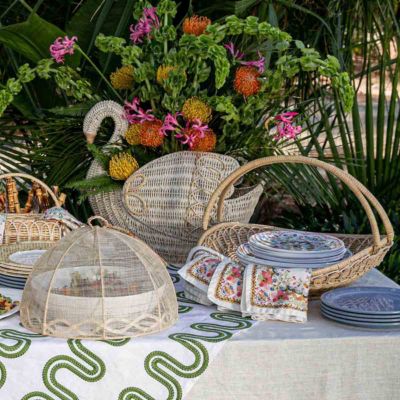 Provence Rattan Gathering Basket - Whitewash