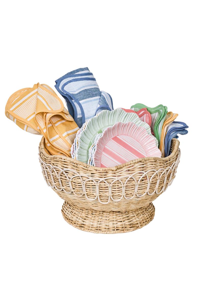 Provence Rattan 15" Bowl - Whitewash