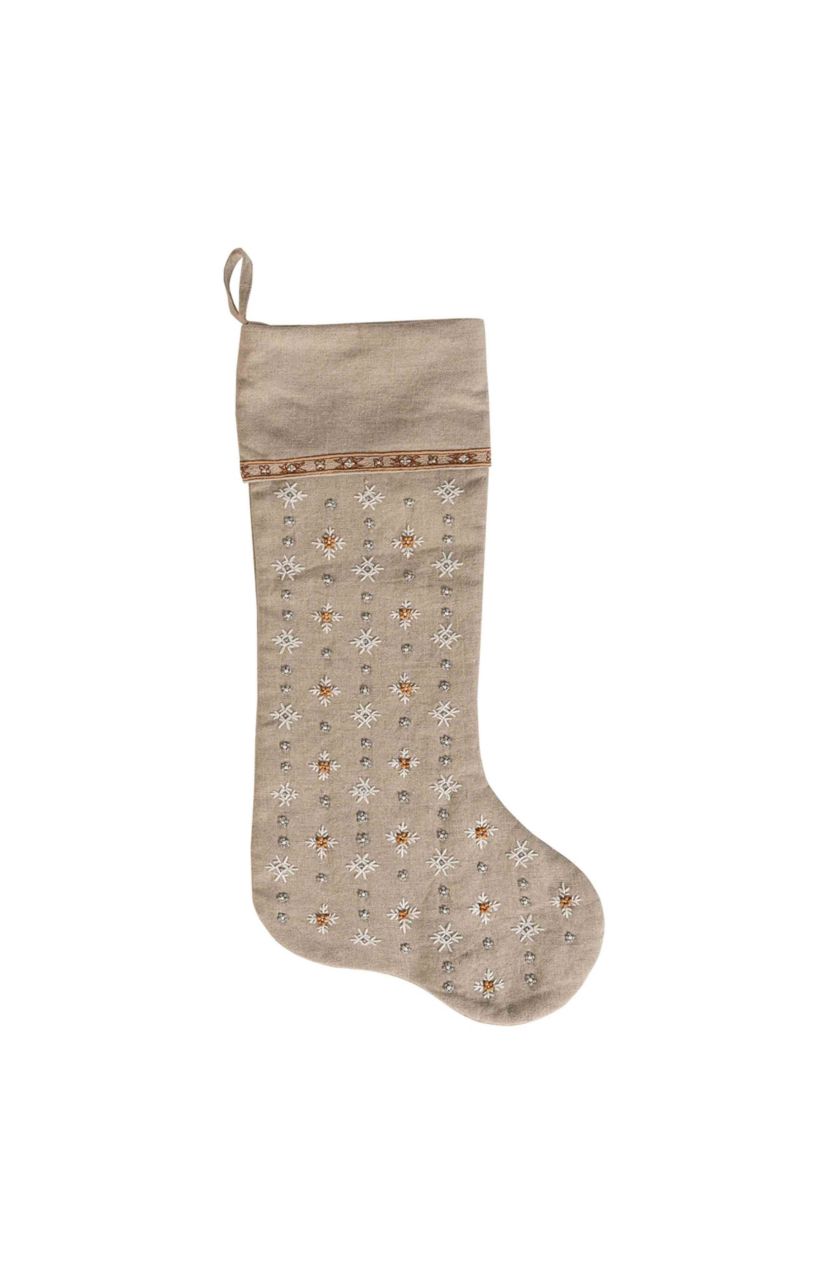 Heidi Embroidered Stocking - Natural