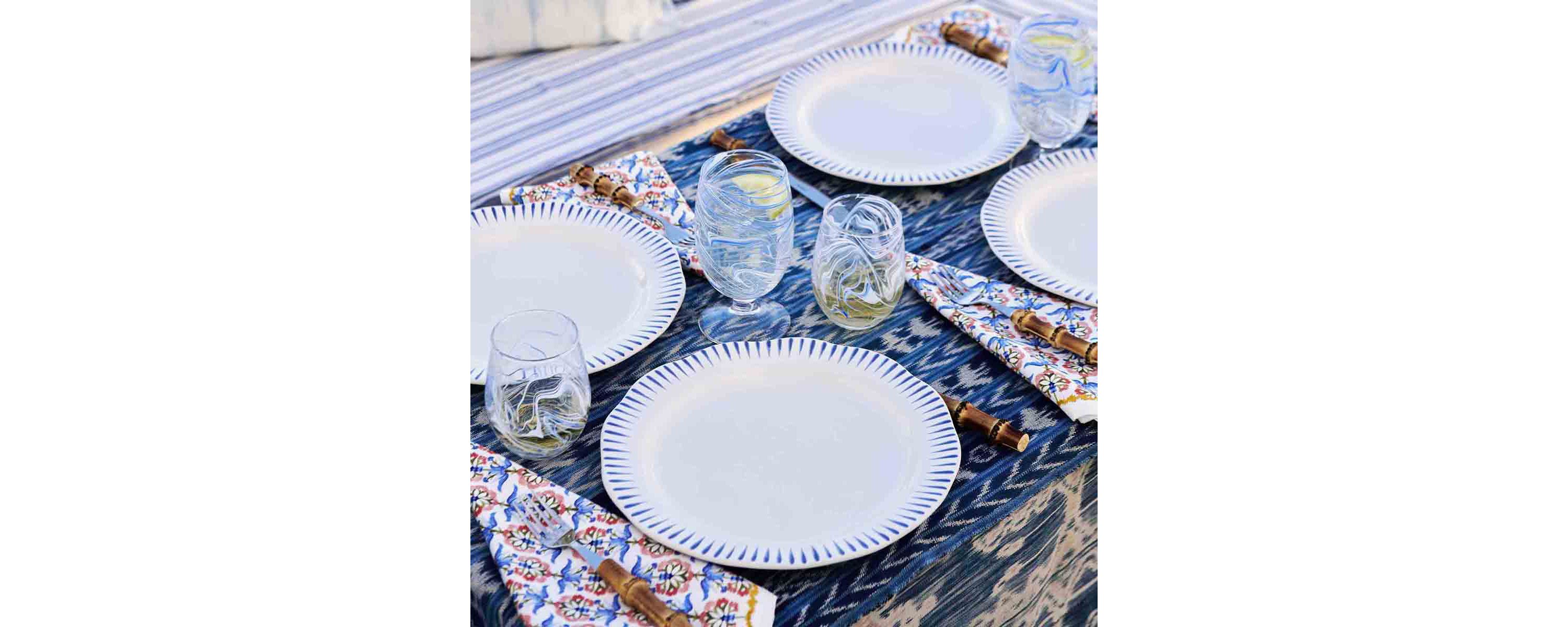 Sitio Stripe Dinner Plate - Delft Blue