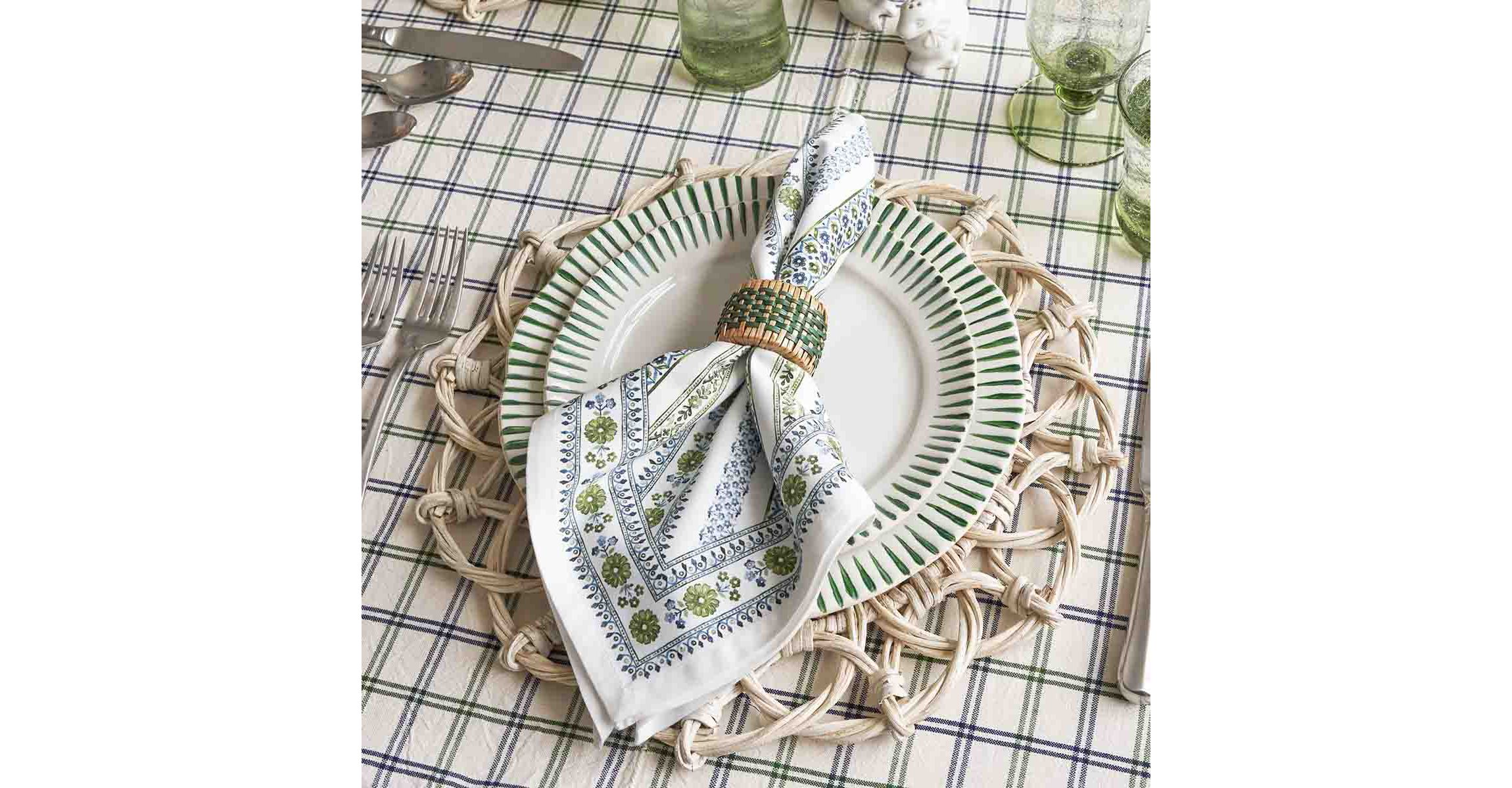 Sitio Stripe Dessert/Salad Plate - Basil