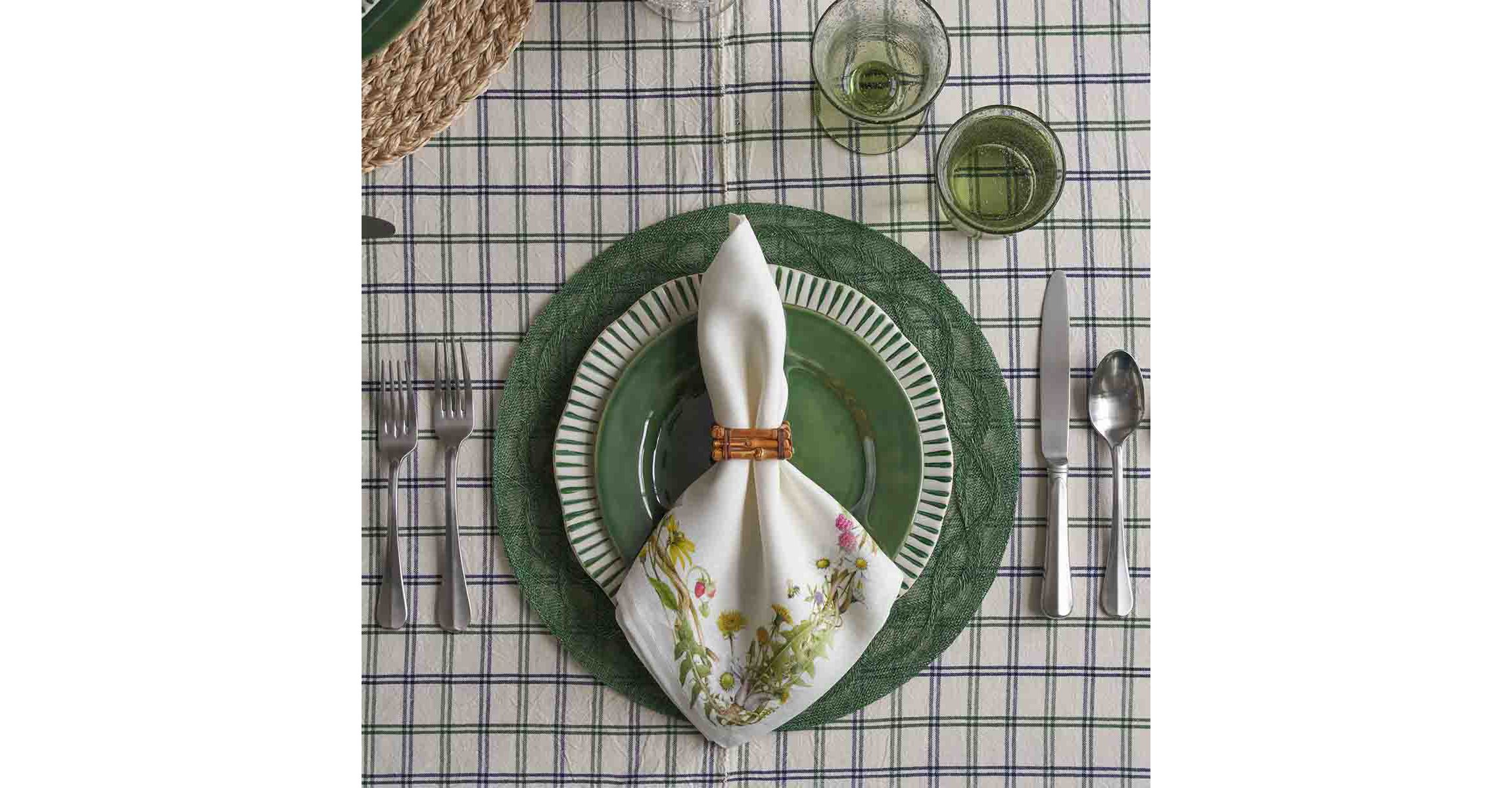 Sitio Stripe Dessert/Salad Plate - Basil