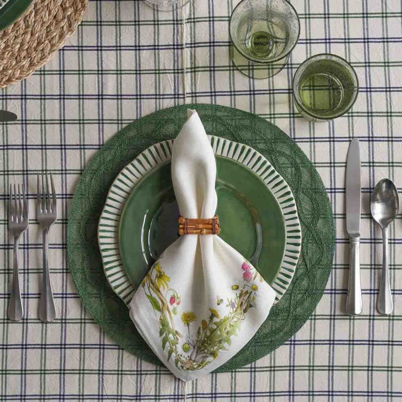 Sitio Stripe Dessert/Salad Plate - Basil