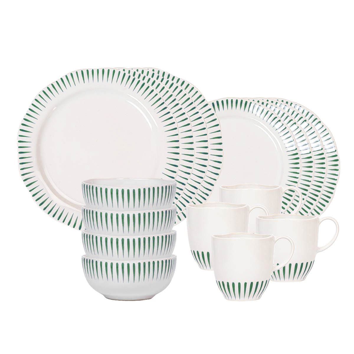 Sitio Stripe 16pc Place Setting - Basil