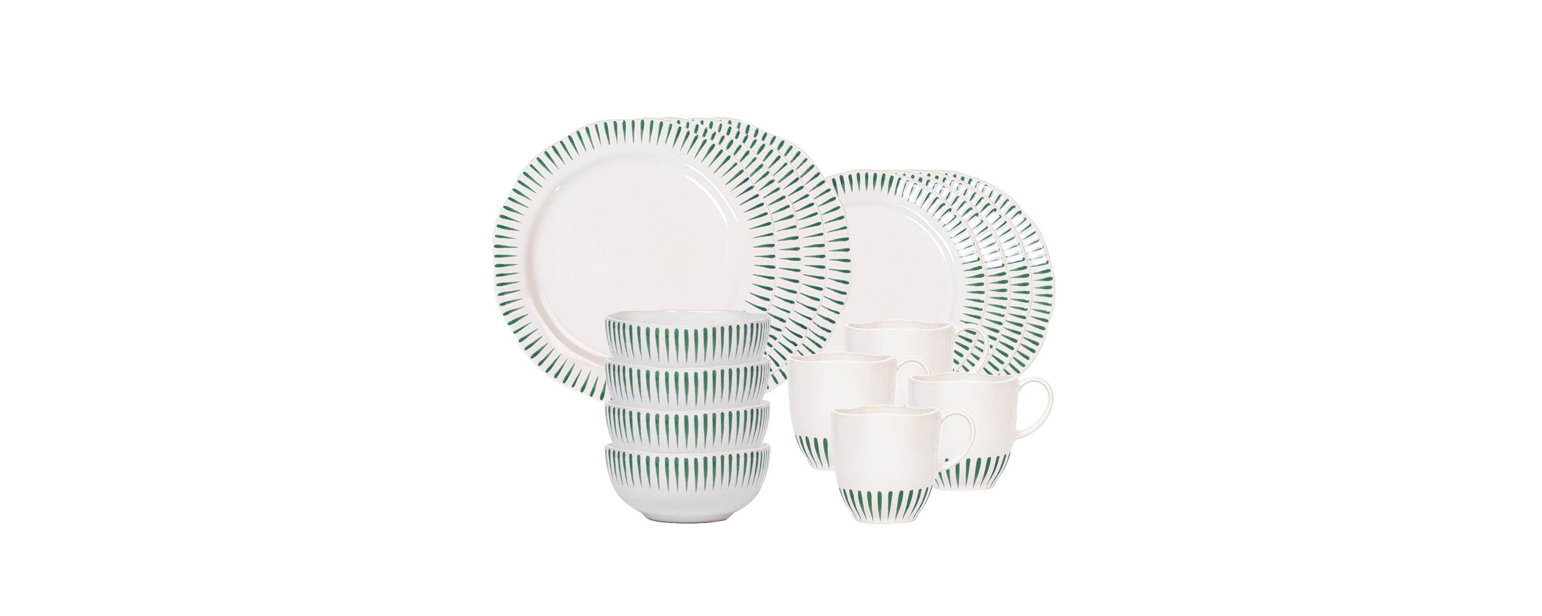 Sitio Stripe 16pc Place Setting - Basil