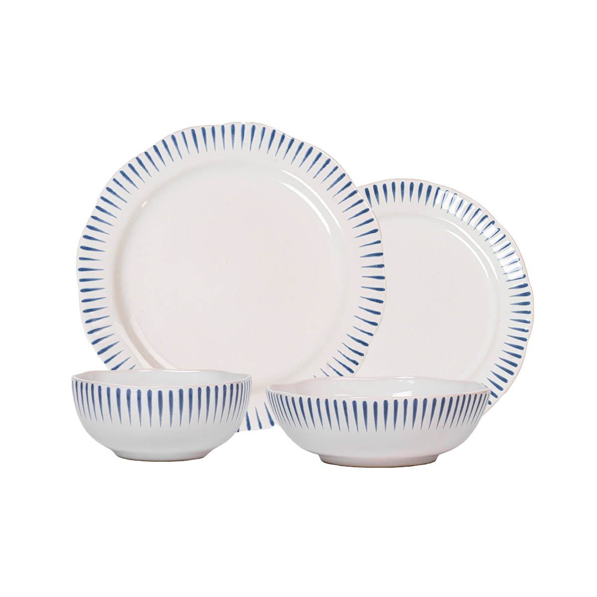 Sitio Stripe 4pc Place Setting - Delft Blue
