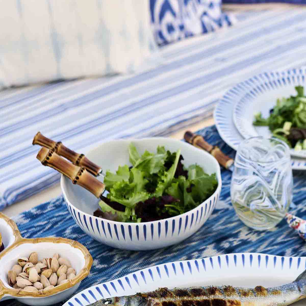 Sitio Stripe 4pc Place Setting - Delft Blue