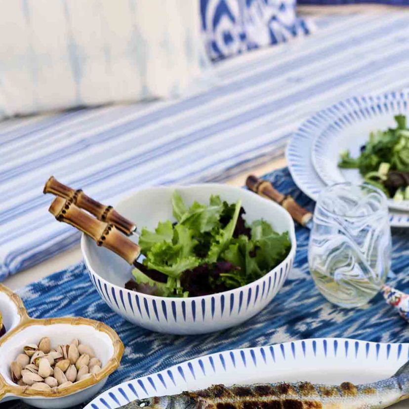 Sitio Stripe 4pc Place Setting - Delft Blue