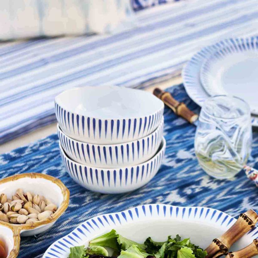 Sitio Stripe 4pc Place Setting - Delft Blue