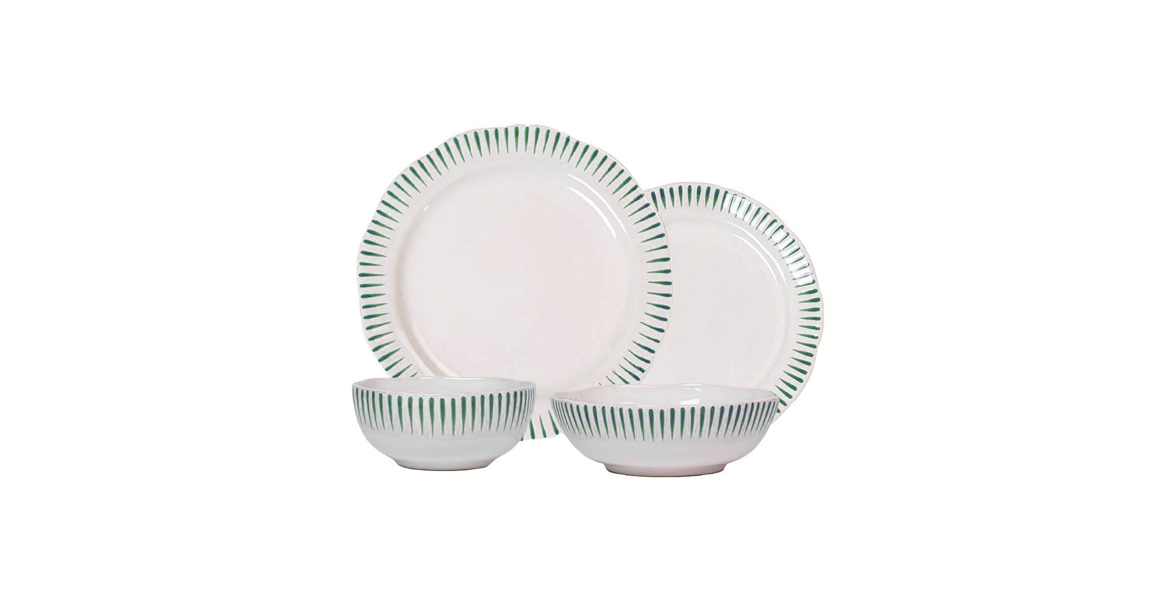 Sitio Stripe 4pc Place Setting - Basil