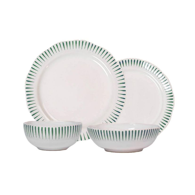 Sitio Stripe 4pc Place Setting - Basil