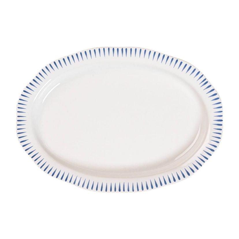 Sitio Stripe 17" Platter - Delft Blue