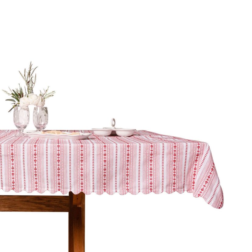 Villa Stripe 52" Square Tablecloth - Red