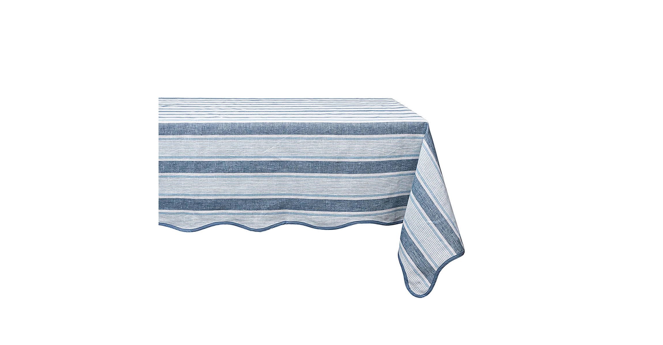 Cabana Stripe 60" x 120" Tablecloth - Ocean