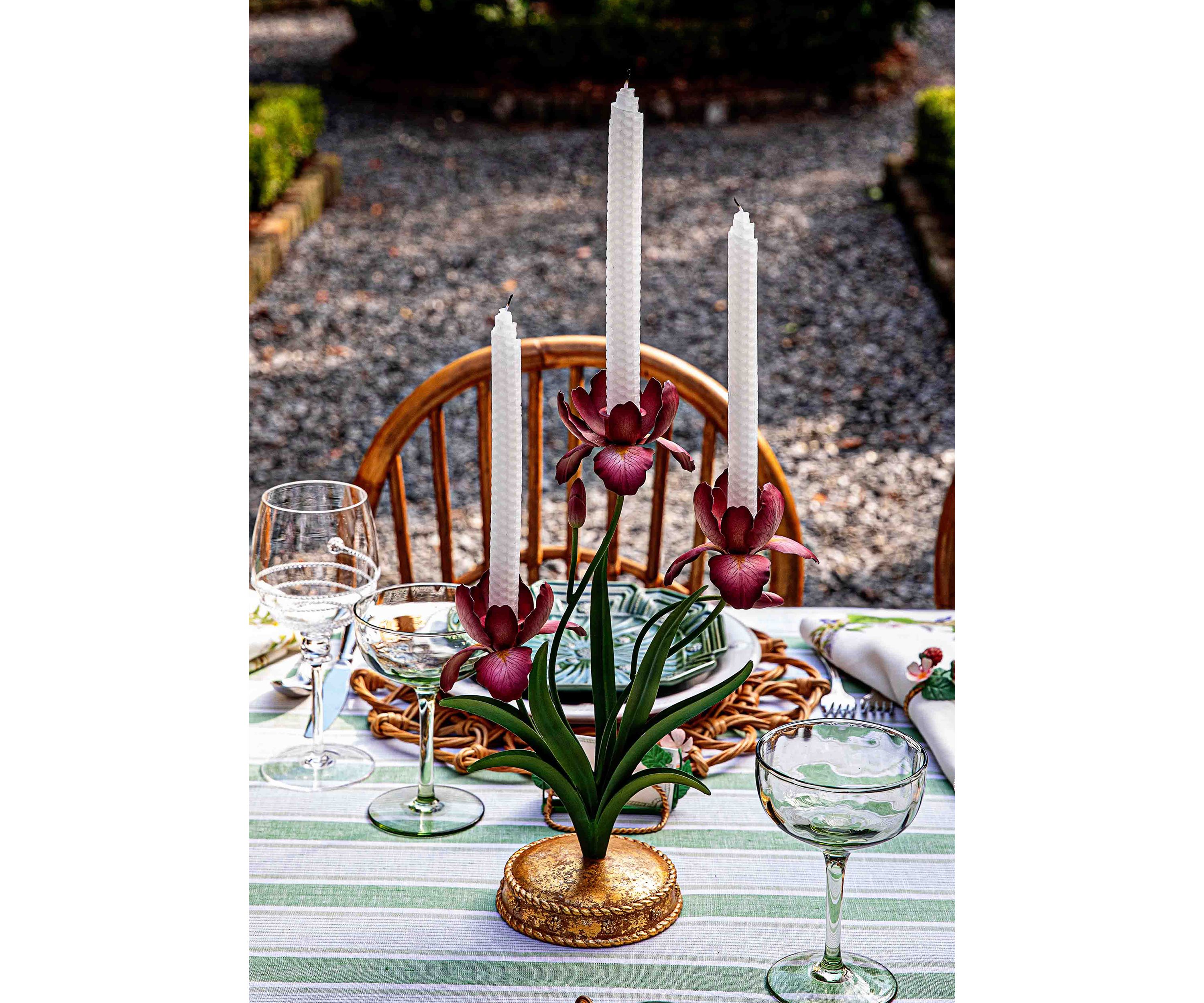Meadow Walk Iris 14" Centerpiece Candelabra - Pink
