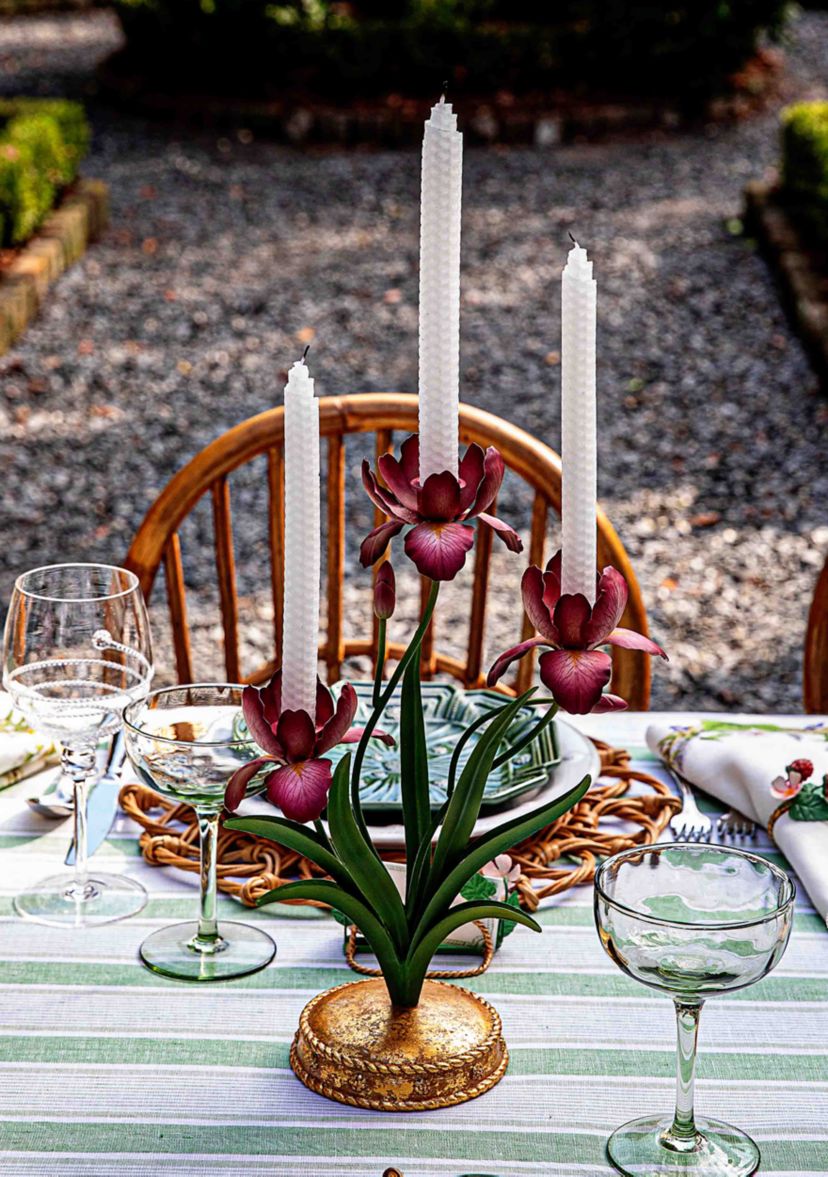 Meadow Walk Iris 14" Centerpiece Candelabra - Pink