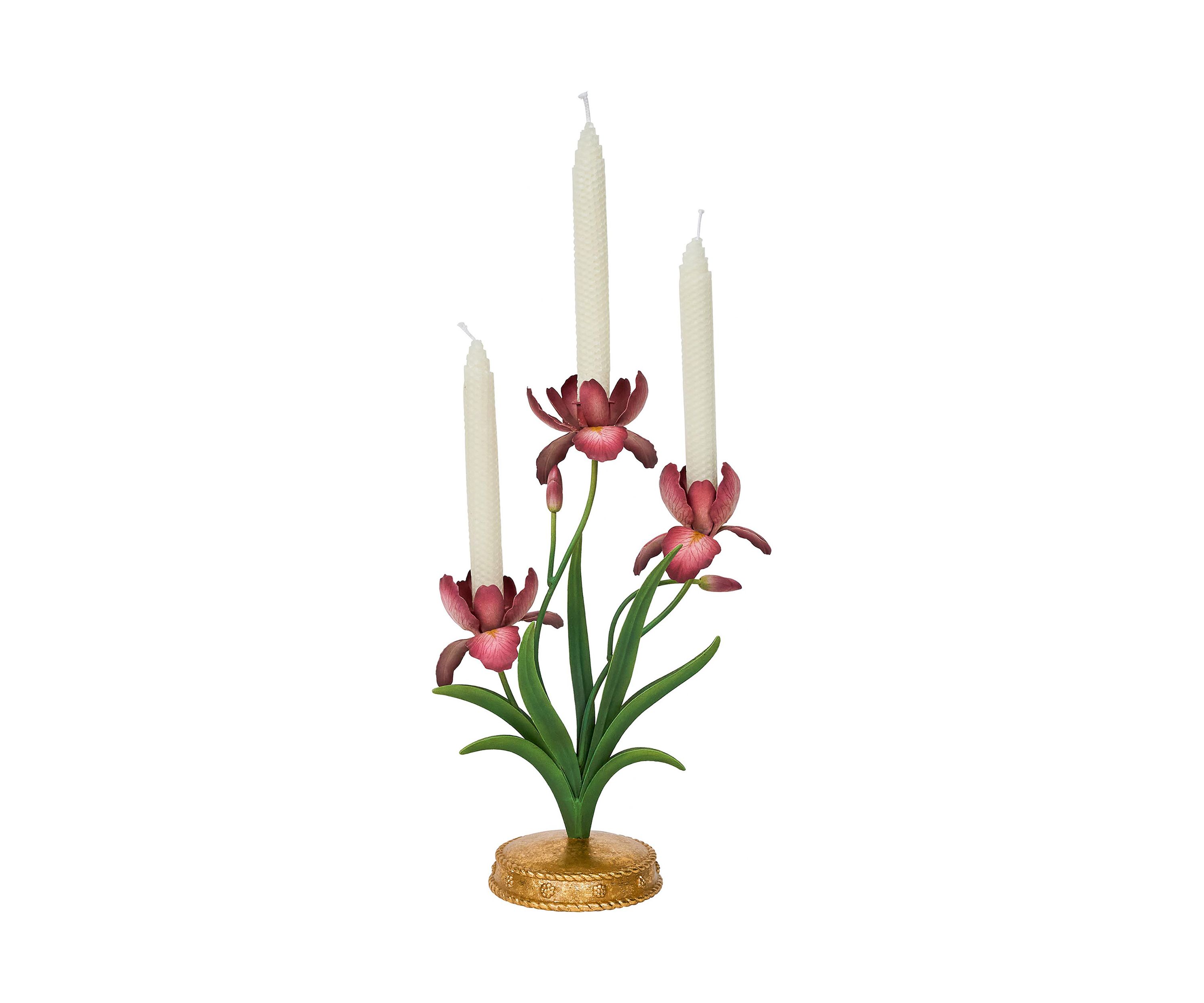 Meadow Walk Iris 14" Centerpiece Candelabra - Pink