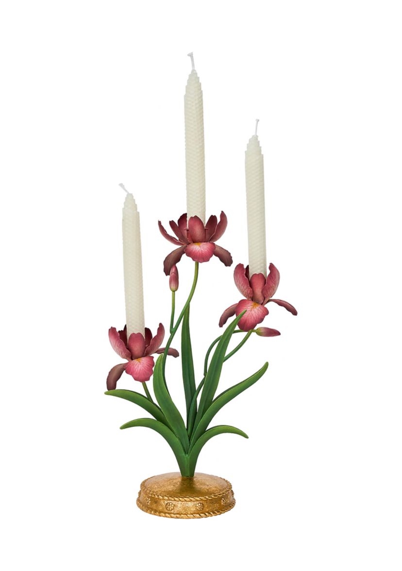 Meadow Walk Iris 14" Centerpiece Candelabra - Pink