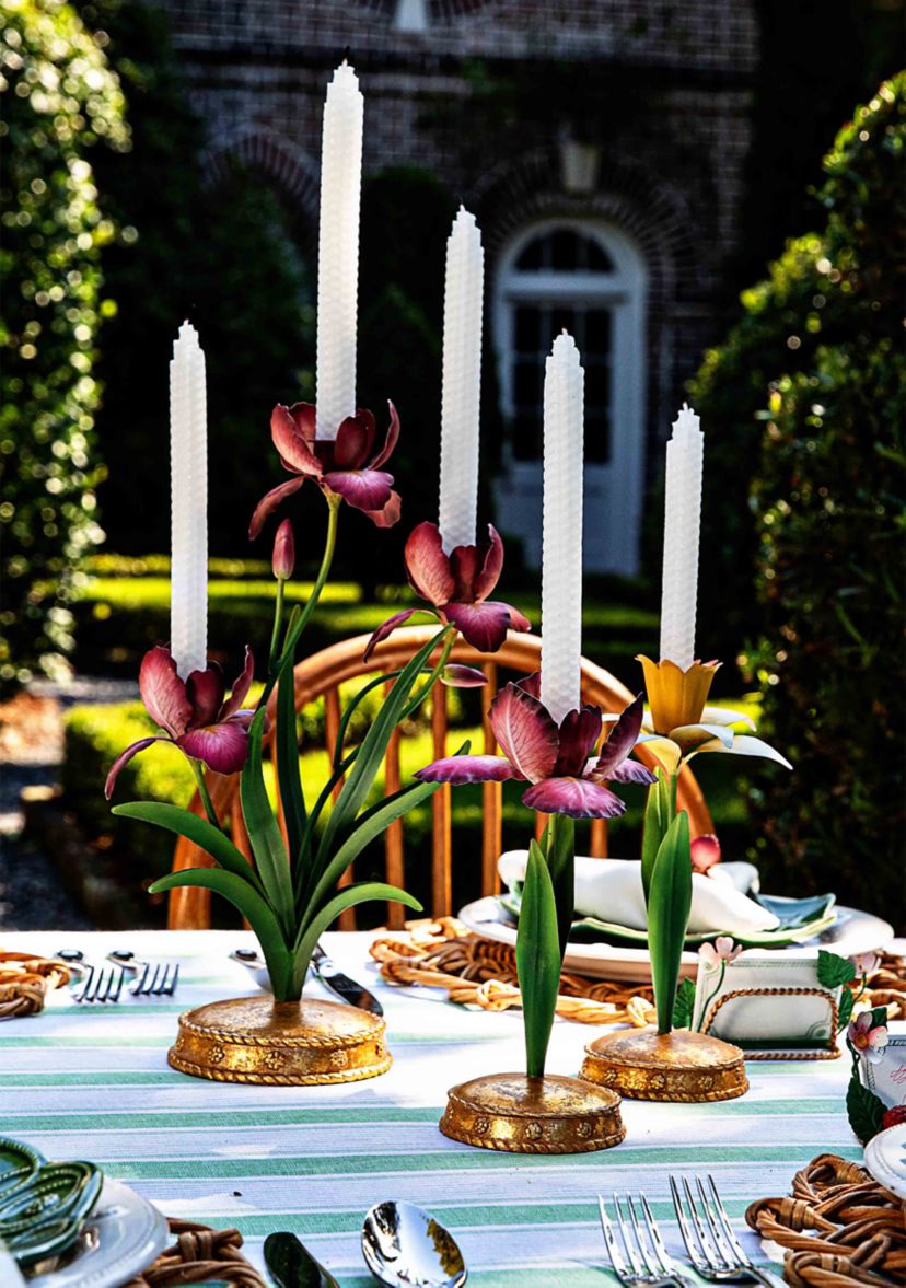 Meadow Walk Iris 14" Centerpiece Candelabra - Pink