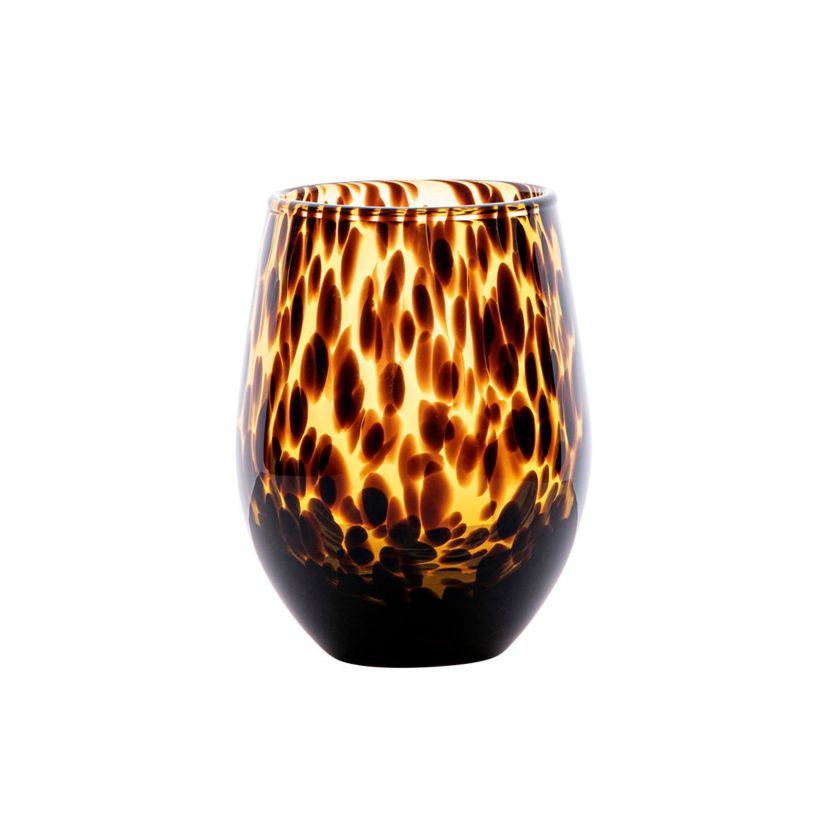 Puro Stemless Wine Glass - Tortoiseshell