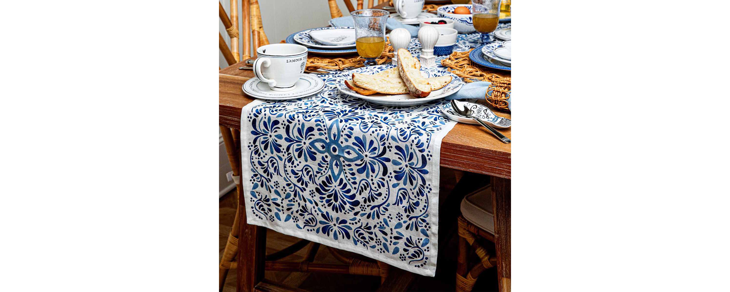 Iberian 18" x 90" Table Runner - Indigo