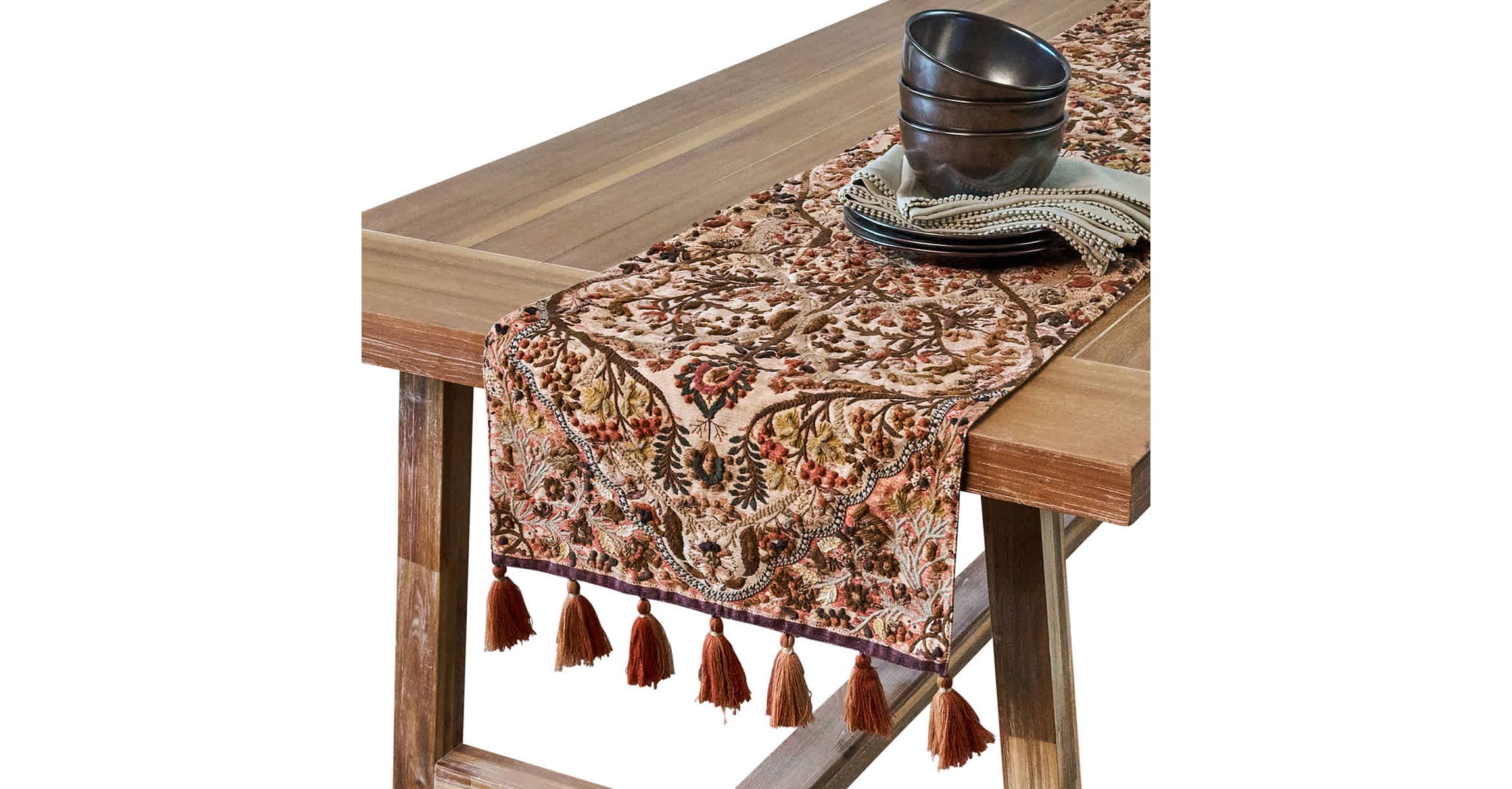 Willa Embroidered 18" x 90"  Table Runner - Amber