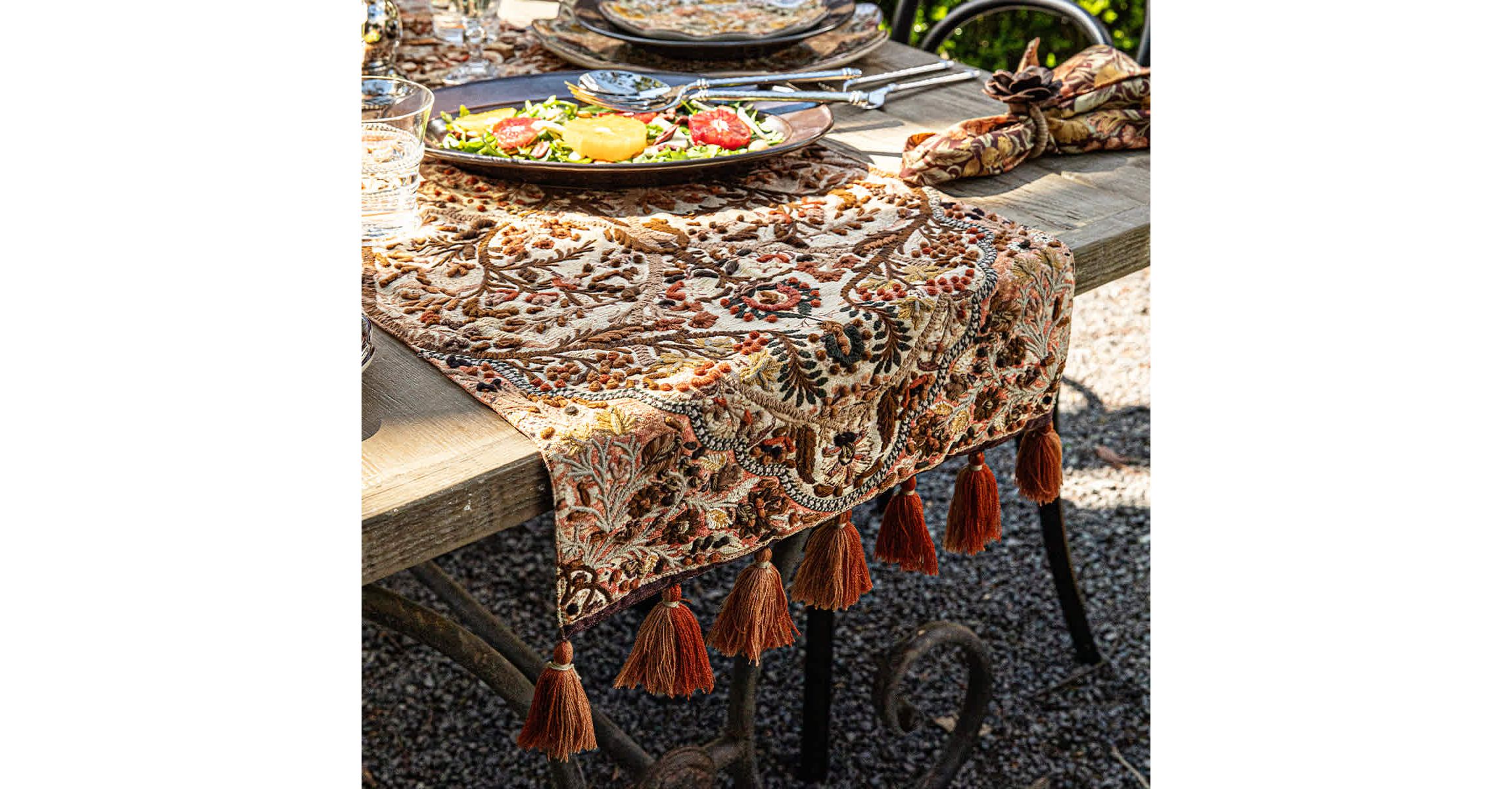 Willa Embroidered 18" x 90"  Table Runner - Amber
